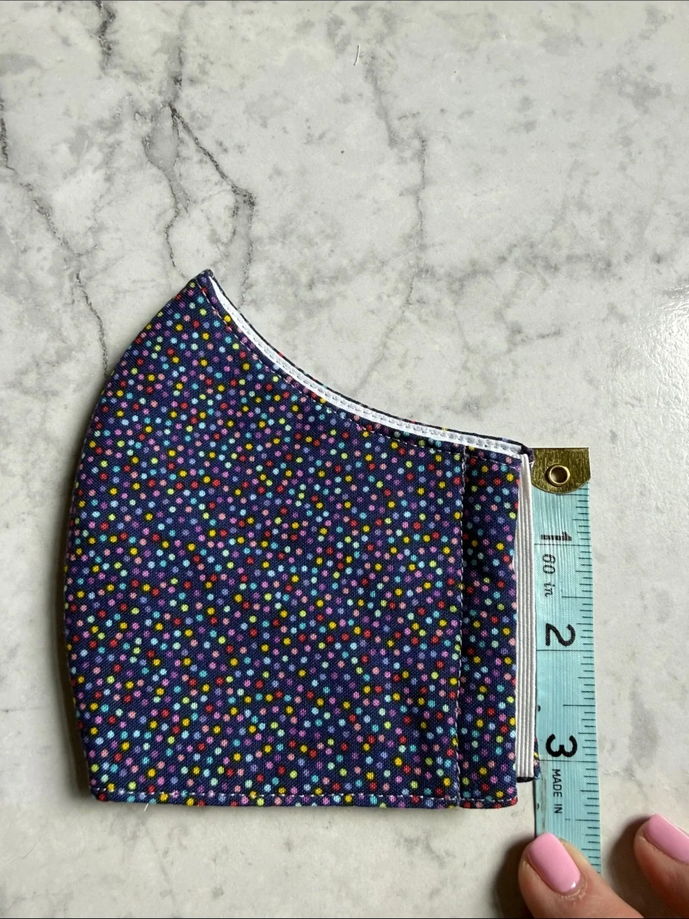 Colorful Polka Dot Kids Face Mask - Navy Background